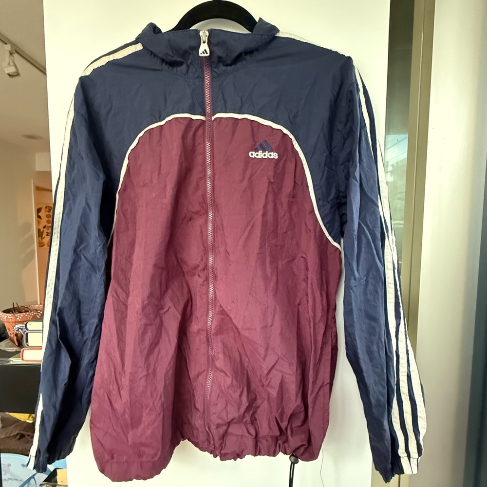 Adidas Maroon and Navy Windbreaker